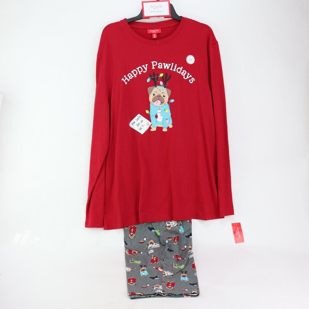 Family PJs, Matching Men's Happy Pawlidays Pajama Set, Size XXL